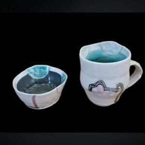 Erin Paradis Ceramic Pottery Mug and Small Bowl